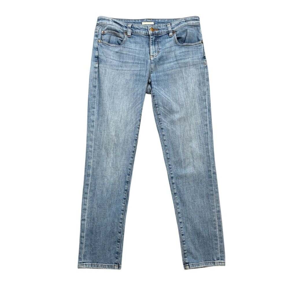 Eileen Fisher Jeans Womens 4 Blue Denim Organic Cotton Blend Stretch Straight